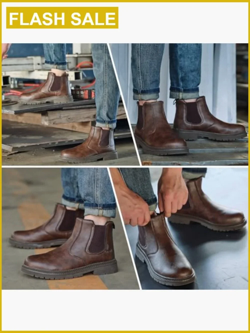 Steel Toe Chelsea Boots Men Work Construction Safety Waterproof Lightweight
